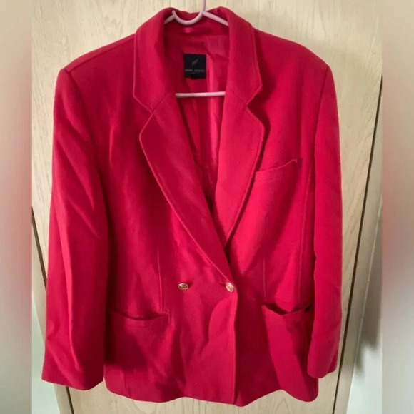 Daniel Hechter Paris Vintage Red Wool & Cashmere Peacoat, Women's 38 / 8 - Picture 1 of 13